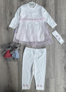 Комплект Findic "Сердечко", дівчинка, білий з рожевими бантиками 3-6 місяців