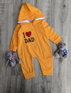 Комбинезон Murat Baby  "I love Dad",горчичный,мальчик 0-3-6-9 месяцев