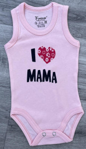 Боди Findik "I love Mama",персиковый,девочка 3-6-9-12-18 месяцев