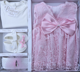 Комплект Pon Pon "Бант" , розовый,девочка 0-3 месяца