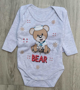 Боди Findik "Bear", серый,мальчик, 3-6-9-12-18 месяцев