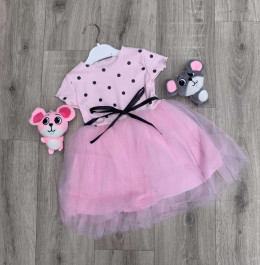 Платье Bam Kids "Горошек", розовый 2-3-4 года
