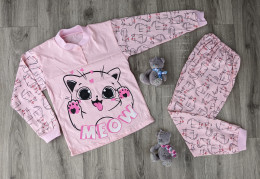 Пижама "Meow", розовый, девочка 6-7-8 лет