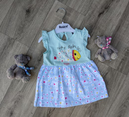 Платье Miniworld "Рыбка" бирюзовый, девочка 6-9-12-18 месяцев