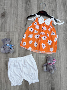 Костюм  MiniLove "Цветы" оранжевый, девочка 6-9-12 месяцев
