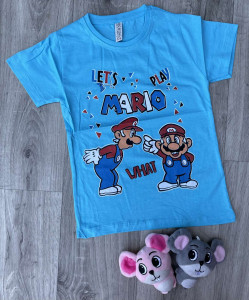 Футболка CMK Kids "Mario", голубой, мальчик 3-4-5-6-7 лет