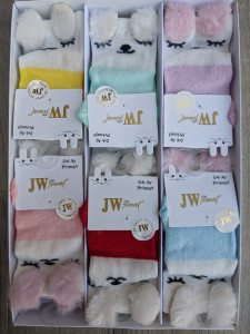 Носочки JW "Ушки", разные цвета микс, девочка 0-6 месяцев