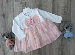 Платье Minicix «Бант», розовый, девочка 6-9-12 месяцев