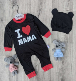 Человечек  Murat baby "I❤️ mama", черный, унисекс  3-6-9-12 месяцев