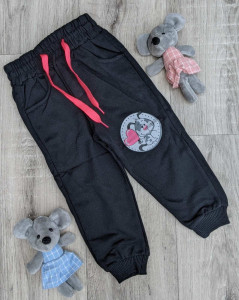 Спортивные штаны CansinCan "Котик" , чёрный, девочка 1-2-3-4 лет