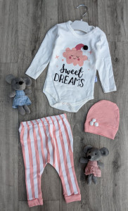 Комплект Baby Teddy "Dream sweet", персиковий, дівчинка 3-6-9-12 місяців