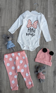 Комплект Baby Teddy "Mini Mouse", персиковый, девочка 3-6-9-12 месяцев