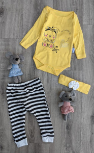 Комплект Baby Teddy "Пчёлка", жёлтый, девочка 3-6-9-12 месяцев