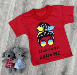 Футболка " Ukraine" червона, дівчинка 1-2-3-4-5 років