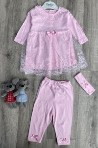 Комплект Findik "Бантик" розовый, девочка 3-6-9 месяцев