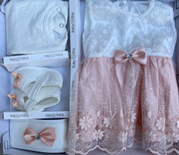 Комплект Baby Biss "Квіточки" білий з персиковим, дівчинка 0-6 місяців