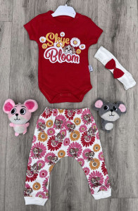 Комплект Teddy "Skye Bloom" червоний, дівчинка 3-6-9-12 місяців