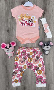 Комплект Teddy "Skye Bloom" персиковий, дівчинка 3-6-9-12 місяців