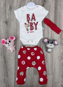 Комплект Teddy "Baby" червоний, дівчинка 3-6-9-12 місяців