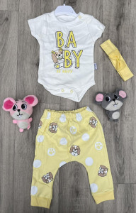 Комплект Teddy "Baby" жовтий, дівчинка 3-6-9-12 місяців