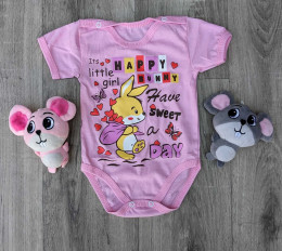 Боді "Happy Bunny" рожевий, дівчинка 3-6-9 місяців