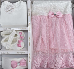 Комплект Baby Biss "Ніжний" рожевий з білим, дівчинка 0-3 місяців