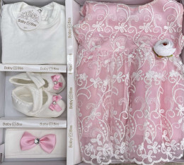 Комплект Baby Biss "Троянда" рожевий з білим, дівчинка 0-3 місяців