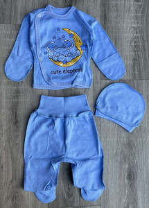 Комплект "Cute elephant" блакитний, хлопчик 0-3 місяців