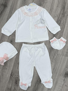 Комплект Minilove «Princess» бело-персиковый, девочка 0-3-6 месяцев