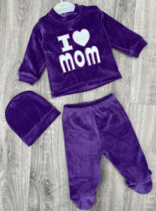 Комплект Minilove «I❤️Mom» фіолетовий, дівчинка 0-3-6 місяців