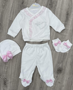 Комплект Minilove «Серце» біло-рожевий, дівчинка 0-3-6 місяців