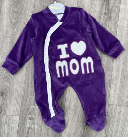 Человечек Minilove «I❤️Mom» фиолетовый, девочка 0-3-6 месяцев