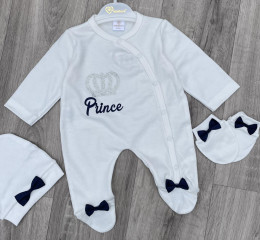 Чоловічок Minilove «Prince» біло-синій, хлопчик 0-3-6 місяців
