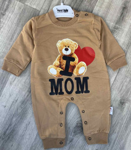 Человечек Murat «I ❤️ Mom» коричневый, унисекс 3-6-9-12 месяцев