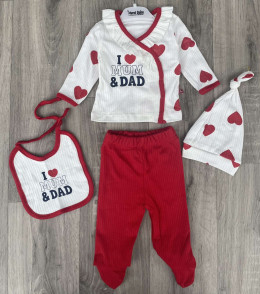 Комплект Murat «I ❤️ mum&dad» красный, девочка 0-3 месяцев