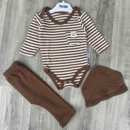 Комплект Murat «Полосочка» коричневый, мальчик 3-6-9-12 месяцев
