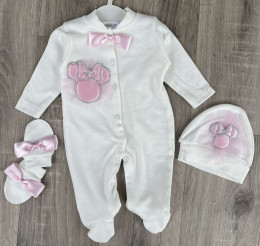 Человечек Pon Pon «Minnie» молочный с розовым, девочка 0-3-6 месяцев