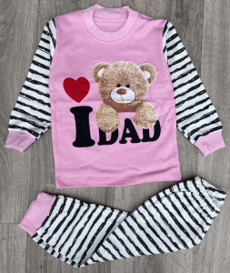 Піжама Supermini «I ❤️ Dad» рожевий, дівчинка 1-2-3 роки