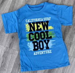 Футболка "New cool boy" синій, хлопчик 5-6-7-8 років