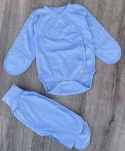 Комплект «Однотонный» голубой, мальчик 0-3 месяцев