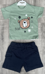 Костюм Partner «Bear» зелёный, мальчик 9-12-18-24 месяцев