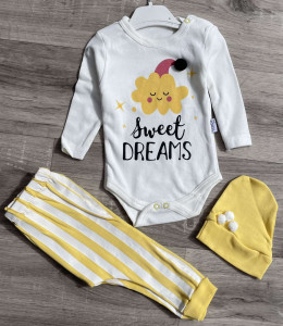 Комплект Teddy «Sweet dreams» жёлтый, девочка 3-6-9-12 месяцев