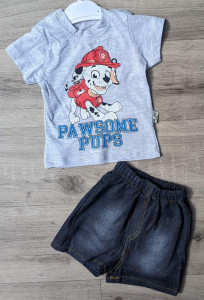 Костюм Mini Joy «Pawsome pups» серый, мальчик 6-9-12-18 месяцев