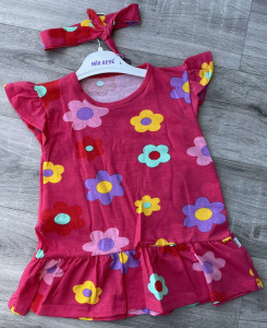 Платье Mir Bebe "Цветочки" коралловое, девочка 2-3-4-5-6 лет