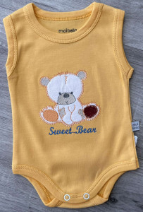 Боди Maibella "Sweet bear" желтый, мальчик 0-3-6-9 месяцев
