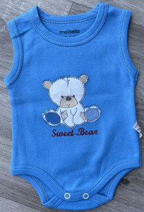 Боді Maibella "Sweet bear" блакитний, хлопчик 0-3-6-9 місяців