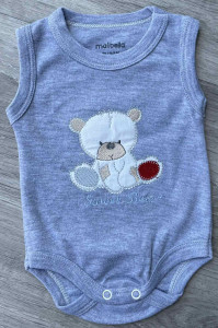 Боди Maibella "Sweet bear" серый, мальчик 0-3-6-9 месяцев