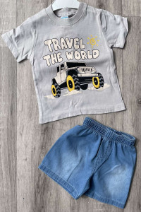 Костюм Minitini Baby "Travel the world" сірий, хлопчик 1-2-3-4 роки