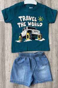 Костюм Minitini Baby "Travel the world" темно-зелений, хлопчик 1-2-3-4 роки