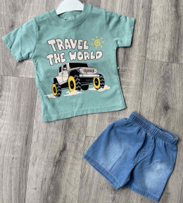 Костюм Minitini Baby "Travel the world" зелений, хлопчик 1-2-3-4 роки